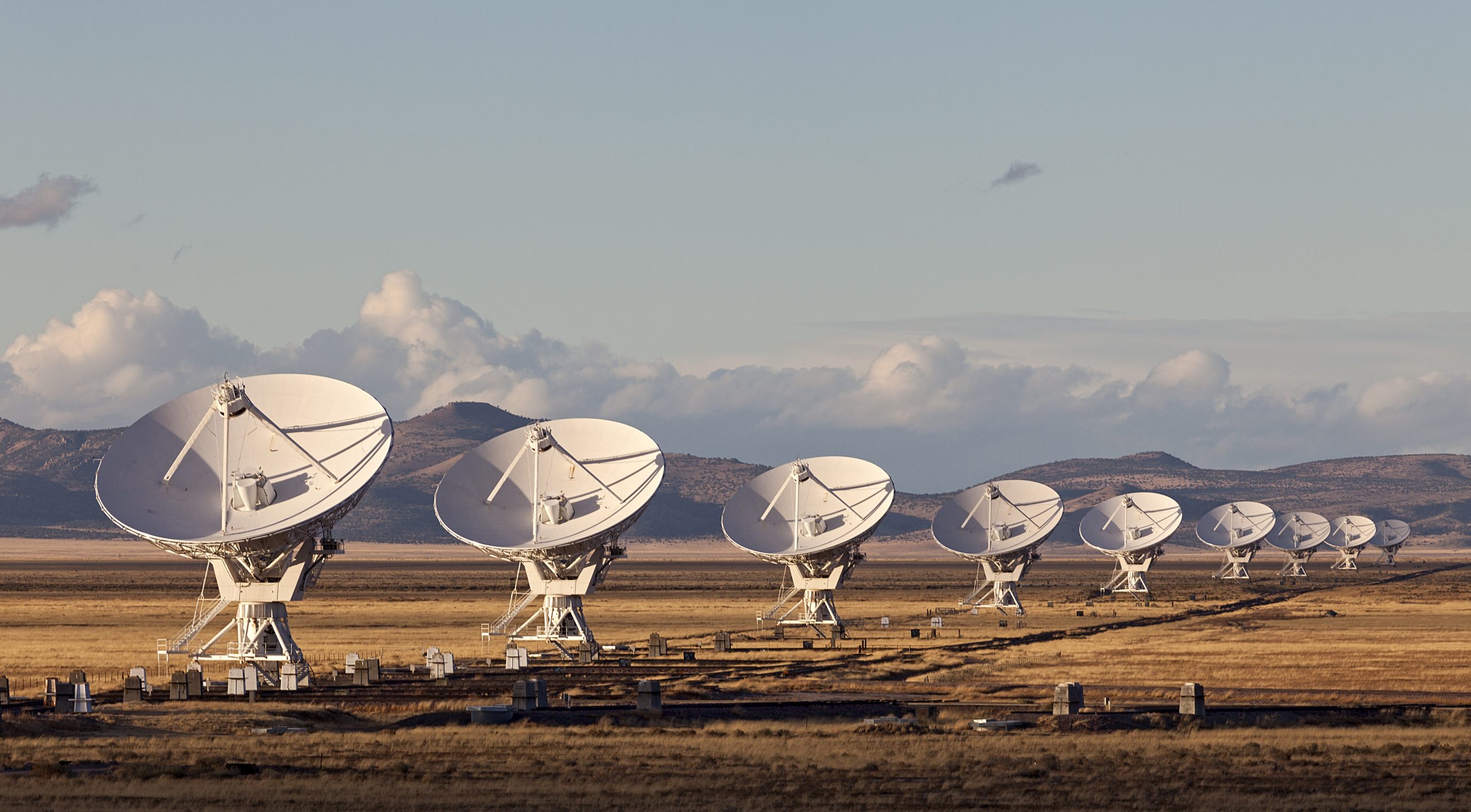 Very Large Array satellite dishes at Sunset in New Mexico, USA downtown albuquerque